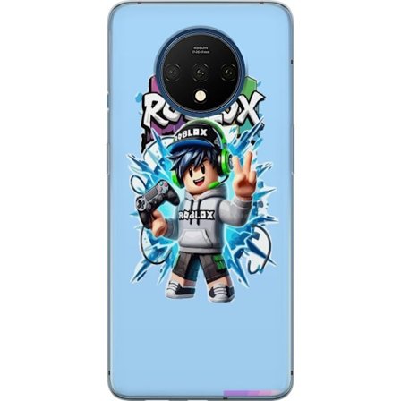 Kompatibelt Mobilskal till OnePlus OnePlus 7T Färgstark Roblox-karaktär med handkontroll och energifylld splash art design, perfekt för barnrum och