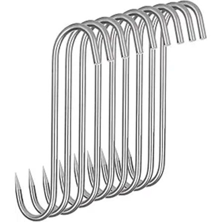 20 KPL Lihakoukku, 22 cm ruostumattomasta teräksestä valmistetut lihakoukut, raskaat S-koukut lihakoukut teurastukseen, savustimeen, sikaan, kanaan, 