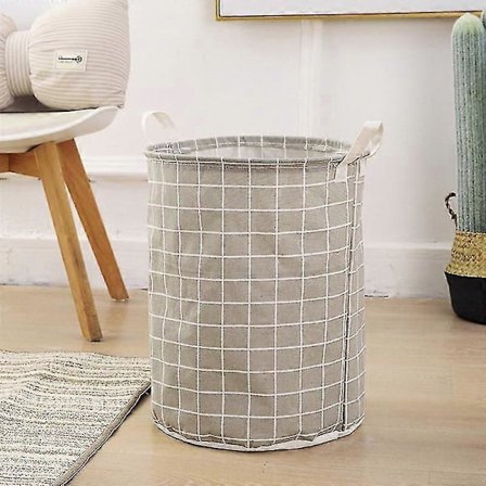 Stor Tvättkorg Rund Smutsig Tvätt Vikbar Hink Förvaring Tunna Organizer Grå 1st