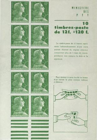 Frankrig 1955-59 - Hæfte 12 F Muller - YT 1010-C1, Postfrisk - 10 mærker