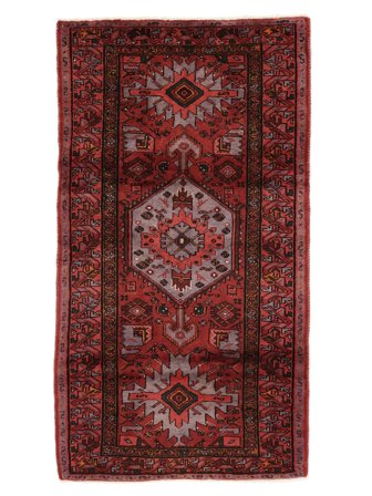 Hamadan Rug 114X207 Dark Red/Black Wool, Persia
