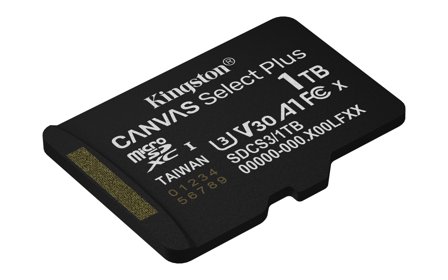 Kingston 1TB micSDXC Canvas Select Plus Gen3 150R A1 Single Pack w/o ADP