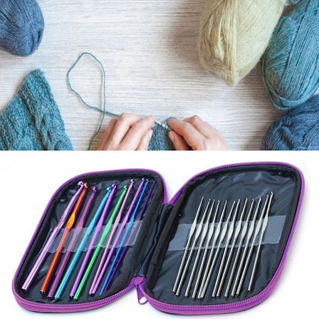 100 stk. hæklenålesæt DIY 22 hæklenålesæt med småt tilbehør til strikkeentusiaster begyndere Lilla