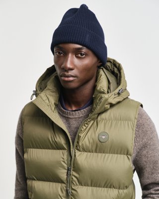 GANT - Strikket lue i fin ull til herre evening blue