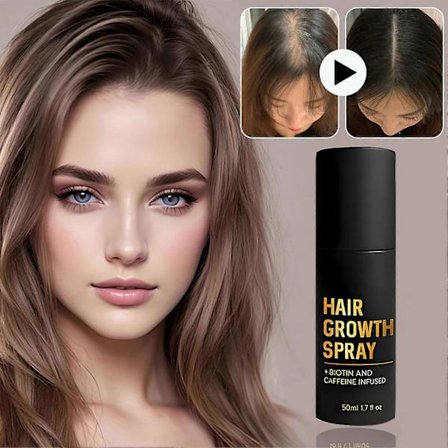 HaloGrow hårspray for hårvekst, inneholder biotin og koffein, forbedrer effektivt tynt hår.
