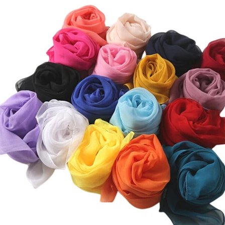 Chiffong Georgette Sjal Ensfarget Langt Sjal Kvinner Muslimsk Hijab Bandana Tynn Gul[co]