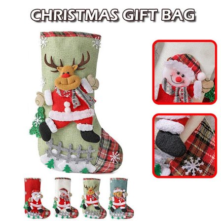 Broderad julstrumpa presentpåse Hängande öppen spis Trädstrumpor Juldekorationer för hem Barn Present