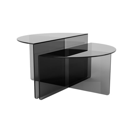 Vetri sofabord, glas | Ø80 - Røget - 80x40x43/35 - Sofabord