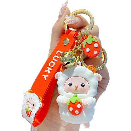 Söt nyckelring julgåva - Nyår Kawaii lamm nyckelringar pojke flicka väska ryggsäck