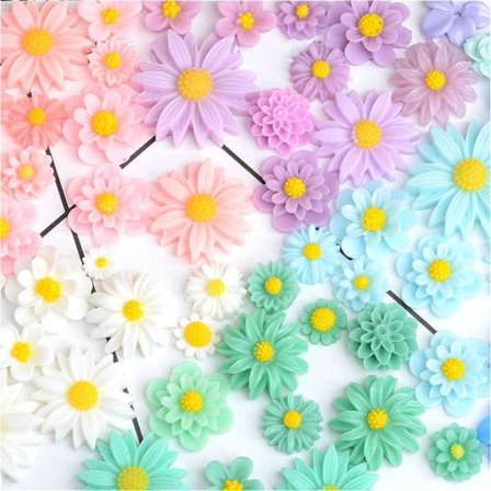 44 stk. Flower Charms Flatback Beads Daisy