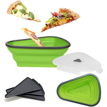 Pizza Slice Förvaringsbehållare med Lock, Expanderbar Pizza Con