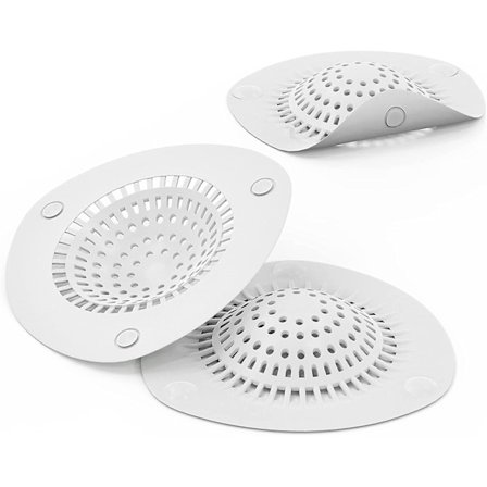 Slukrist Badekar Hårfanger Propp Sluksil For Kjøkkenvask Baderom Badekar 3 Pakning Hvit