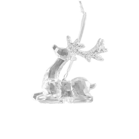 Kimaltelevat akryyliset joulukuusen koristeet lumihiutaleet porot loma-koristeet