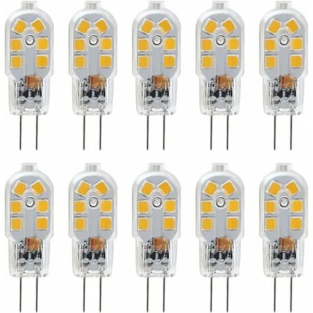 G4 LED-pærer 12V, 1W svarende til 10W halogen, ikke dæmpbar, 10-pak