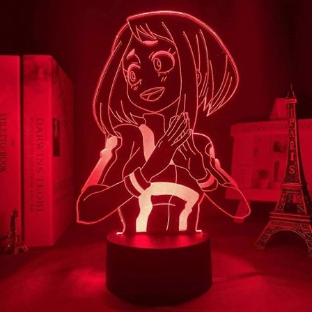 3D LED Lampe Anime My Hero Academia Ochako Uraraka Lys til Soveværelse Indretning Børn Fødselsdagsgave Uraraka Lampe, 16 Farver, med Fjernbetjening (