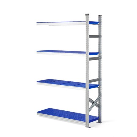 Regalsystem TRANSFORM, Anbaumodul, 1972 x 1200 x 400 mm, Kunststoff blau