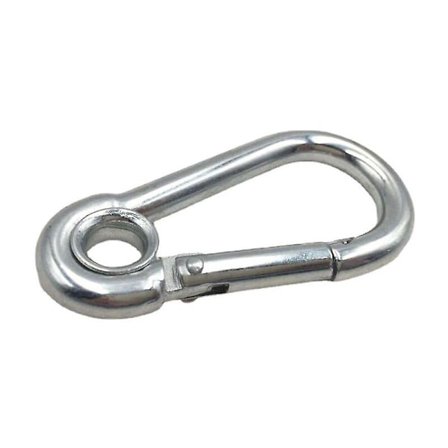 2 stk. 6 mm rustfrit stål karabinhage brudstyrke 120 kg brandmand karabinhage 6x60 mm