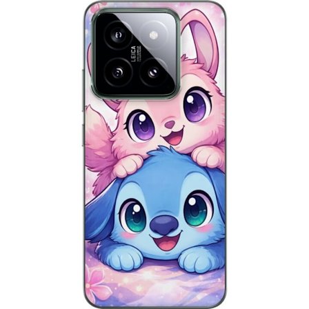 Kompatibel Mobilcover til Xiaomi Xiaomi 14 Sød kawaii illustration med pink og blå fantasidyr, store øjne og bløde farver perfekt til børneværel