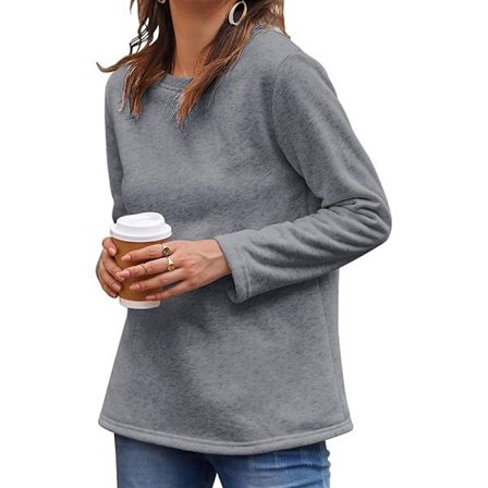 Naisten fleecepusero, lämminvuorattu pusero, talvitoppi tummanharmaa