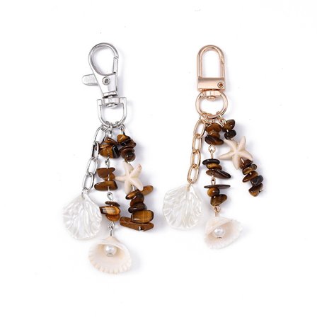 Chic Irregulær Søstjerne Nøglering - Guld & Sølv Skal Charm til Nøgler, Tasker & Strandstil