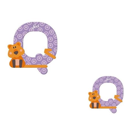 Bokstav i trä - Sevi - Q - 10 cm - Väggdekoration - Slumpt färg