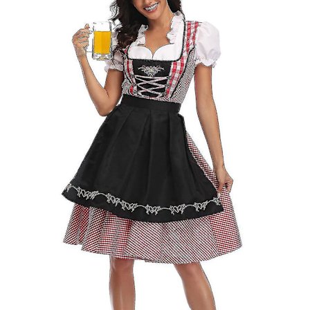 Tysk Oktoberfest-kjole til kvinder Voksen Dirndl Traditionel bayersk ølkarneval Fraulein Cosplay