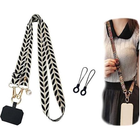 1 stk. (1 snor) Crossbody telefonledning/mobiltelefonrem (sort)