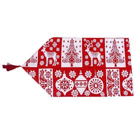 Joulupöydän juoksija, jossa on klassinen punainen ja valkoinen jouluhapsu, juhlapöydän koristeluun, 2 kpl