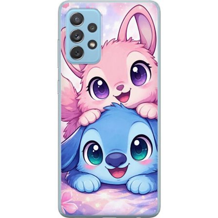Kompatibel Mobilcover til Samsung Samsung Galaxy A72 5G Sød kawaii illustration med pink og blå fantasidyr, store øjne og bløde farver perfekt til