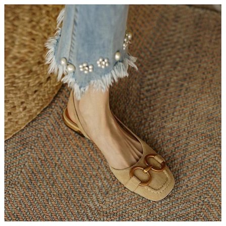 Franske Retro Sandaler Elegante Rund Tå Sandaler Dame Sommer Flat Hæl Casual Sandaler