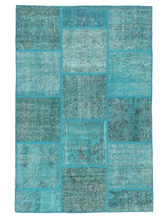 Handgeknüpft Patchwork Teppich 120X180 Dunkeltürkis/Türkis