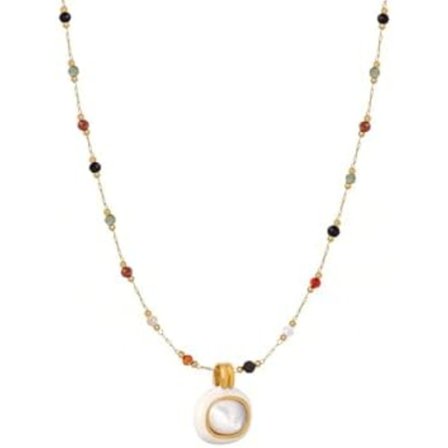 45+5 cm halskæde med vedhæng til kvinder, perler i natursten med vedhæng - farvefast halskæde til lagdelte smykker