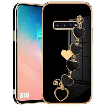 Coque - Samsung - Galaxy S10 - TPU Svart - Stötteabsorberande - Ultra Slim - Hjärta Armband