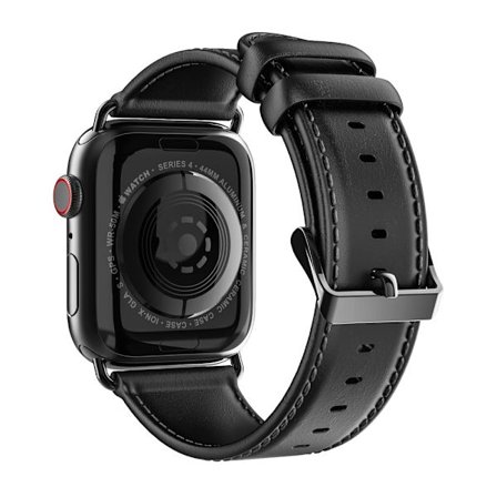 Apple Watch 42/44/45/49 mm Klockarmband Äkta Läder Svart_tfrf