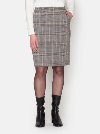 BRANDTEX - Nederdel - Grå/Beige Mix - Ternet