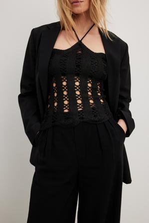 NA-KD Trend Stickad halternecktopp - Stickade toppar - Svart - Small