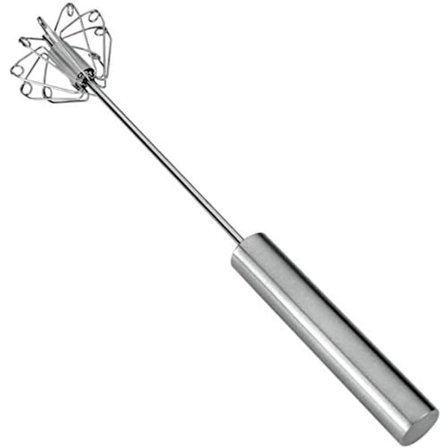 Tryk-drevet roterende rustfrit stålpiskeris, 35 cm, stål, sølv