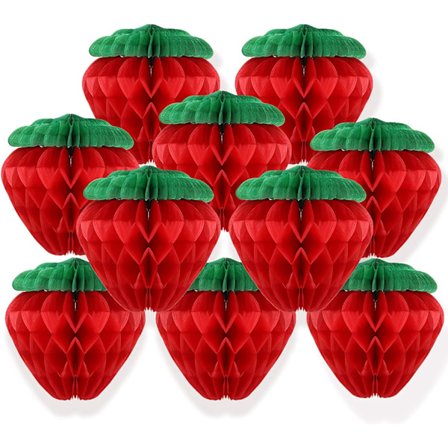 10 stk 6-tommers papir jordbær honeycomb baller for dekorasjon