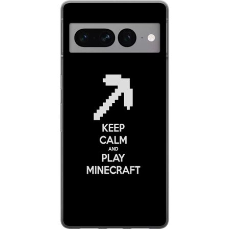 Kompatibel Mobilcover til Google Google Pixel 7 Pro Hold roen og spil Minecraft tekstplakat med minimalistisk gamer design til spilelskere.