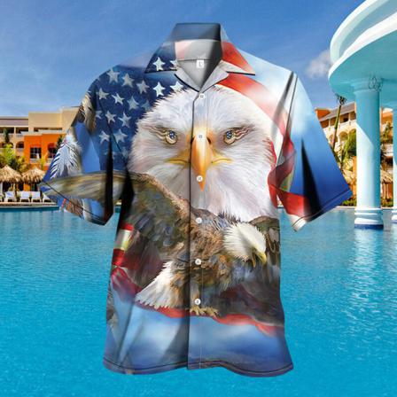 Män Independence Day T-shirt Lapel Neck Tee