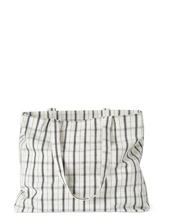 Hanna Tote Bag - Wild Check Shopper Taske Hvid STUDIO FEDER
