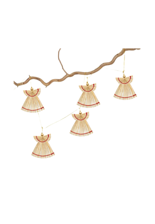 A World of Craft ANGEL BARISAL Julgirlang, natur/röd Belysning Beige 130 CM