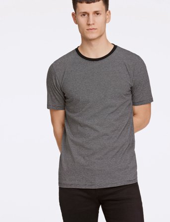 Lindbergh Micro Striped Tee S/S - Black - S