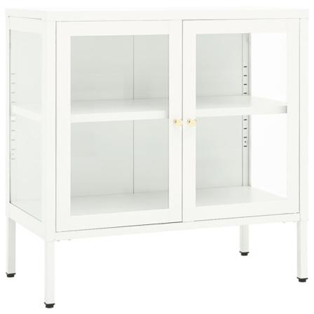 Vidaxl Skänk Vit 70x35x70 Cm Stål Och Glas Vit