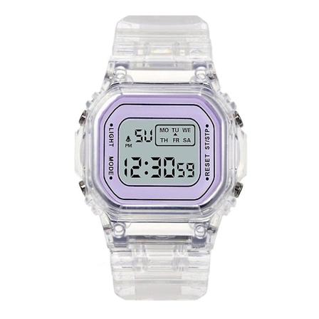 Unisex Casual Transparent Vanntett Digital Sportsklokke Purple