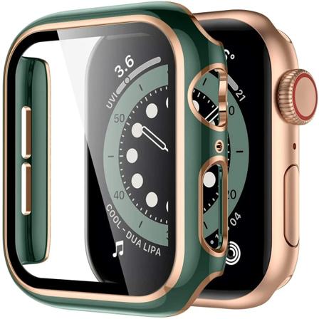 Cover För Apple Watch Case 45mm 41mm 44mm 40mm 42mm 38mm Skärmskydd PC Bumper Härdat glas iWatch series 8 7 SE 6 5 4 9 green rose 44mm series 654SE