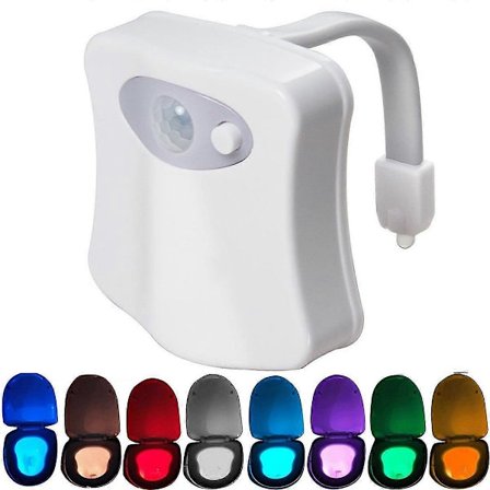 Toilet natlampe, 8 farver bevægelsessensorlampe, LED toilet natlampe, belyser natlampe