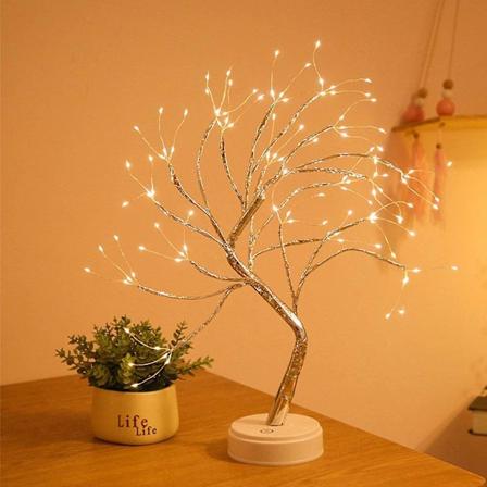 USB-drevet varmt hvitt LED Bonsai-trelys - Justerbare grener, dekorativt batteridrevet opplyst tre - Liten hjemmedekor (108 LED)
