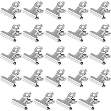 ING 24 stk. klips Bulldog-klips 3 cm Bulldog-klips Metallklips Miniklips for veggstativ Hengbare minifotoklips og binders for og sølv