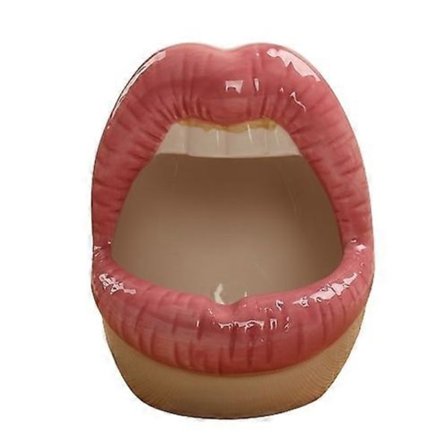 Keramisk Askkopp - Djärv Läppdesign - Trendig Euro Chic - Dekorationsföremål